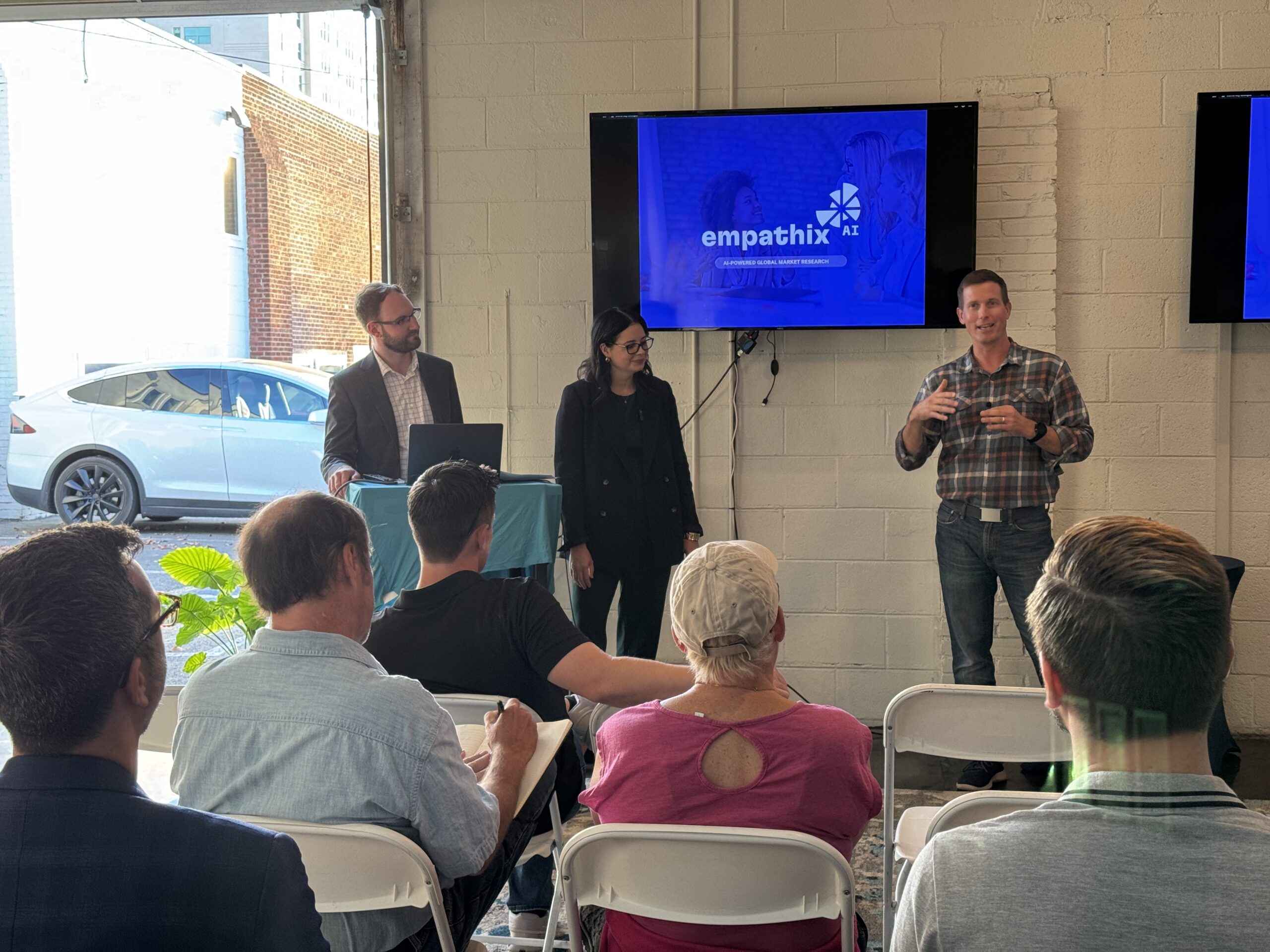 Andrew Miller introducing Ashley E. Sherry, PhD and Jacob Tucker of EmpathixAI at DigitalRVA.